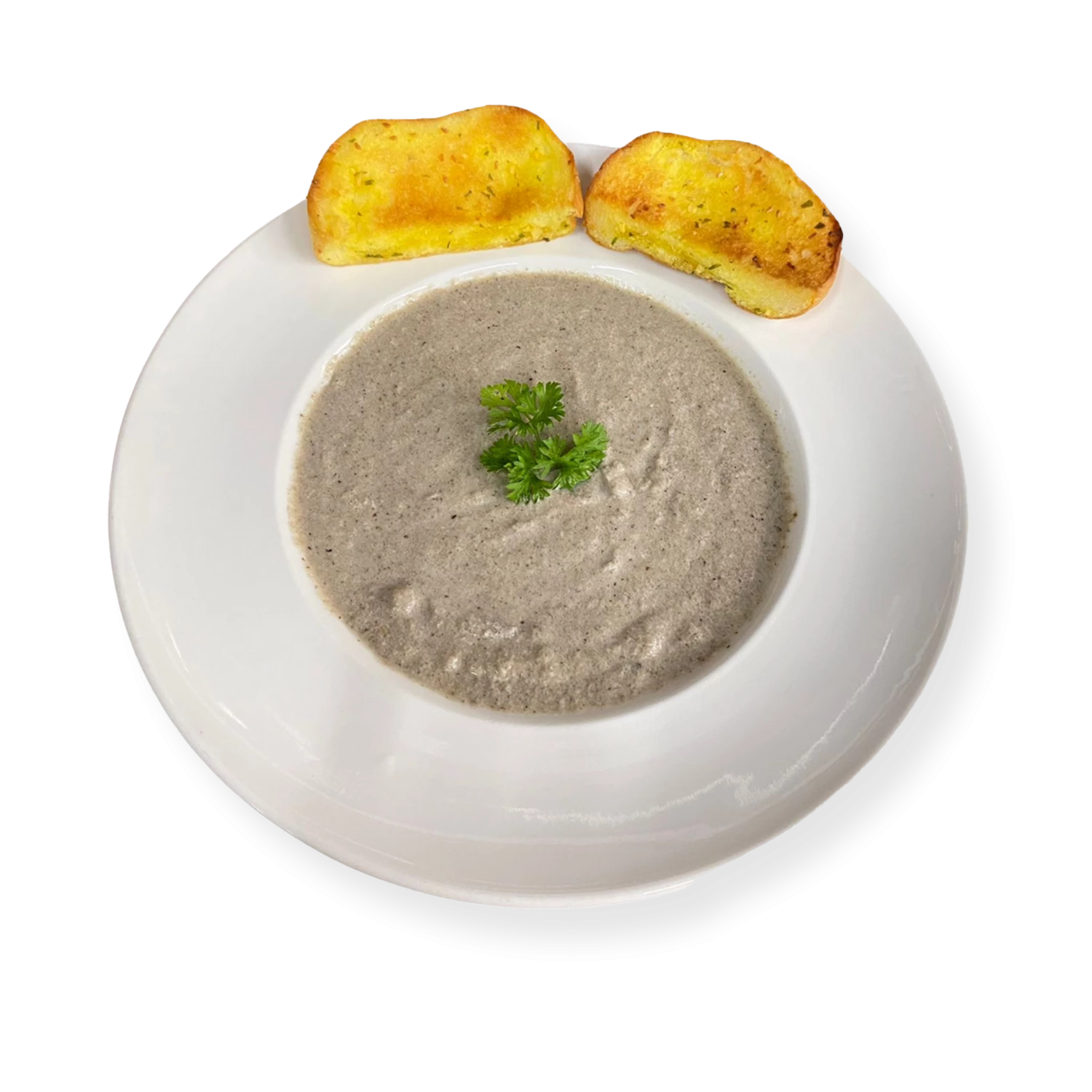 Mushroom Soup with Garlic Bread-img